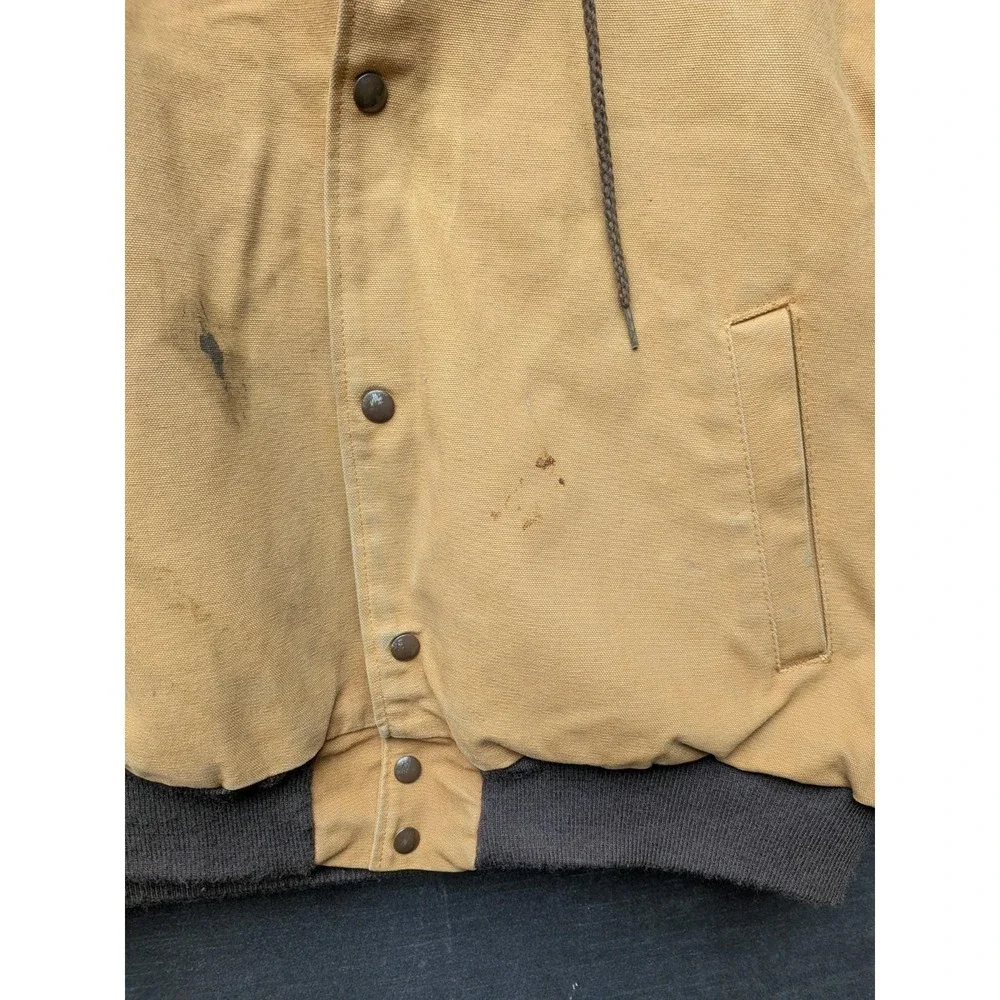 Vtg Muleskins Trashed Canvas Work Coat Chore Jacket Quilited Lining Farm Coat
